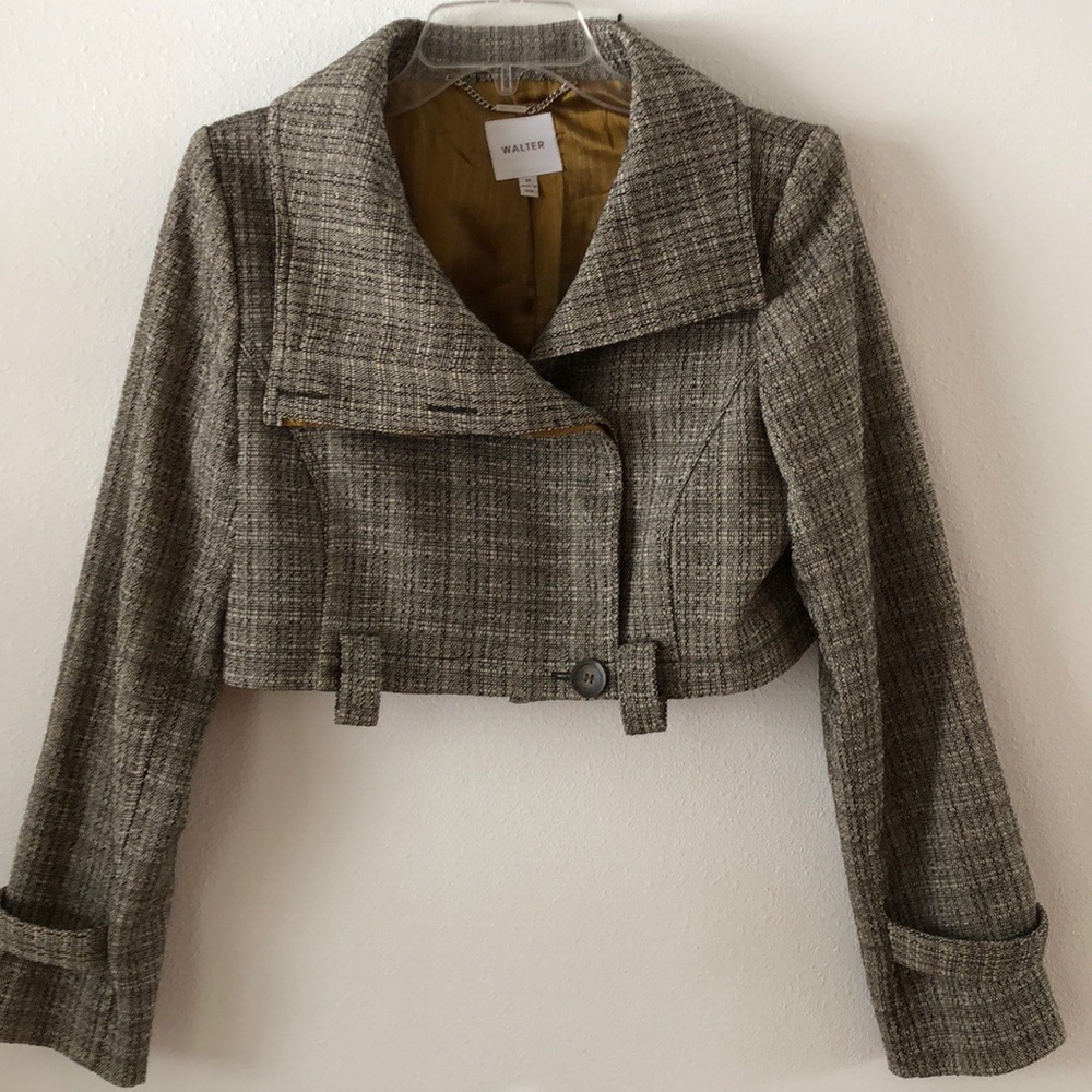 Walter Cropped Tweed Jacket sz 10 wool blend